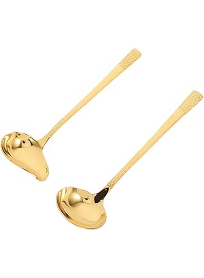 2 Pieces 304 Stainless Steel Soup Ladle With Pouring Spout For Home Kitchen Gravy Serving Gold - Image 1