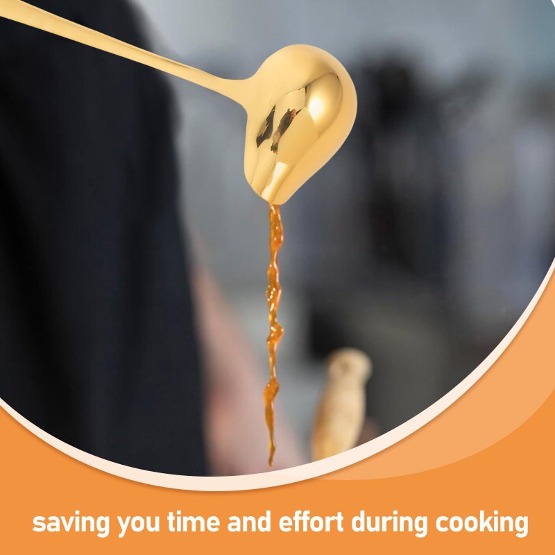 2 Pieces 304 Stainless Steel Soup Ladle With Pouring Spout For Home Kitchen Gravy Serving Gold - Image 4