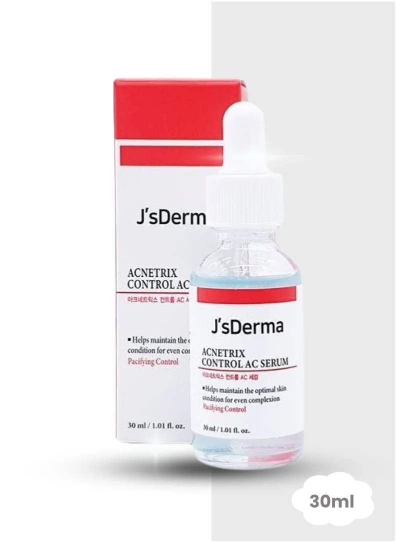 J'sDerma Face Serum with 8% Niacinamide for Blemish Improvement, 1% Zinc PCA for Sebum Control, and Soothing, Non-Sticky Formula Acnetrix Control AC Serum 30ml