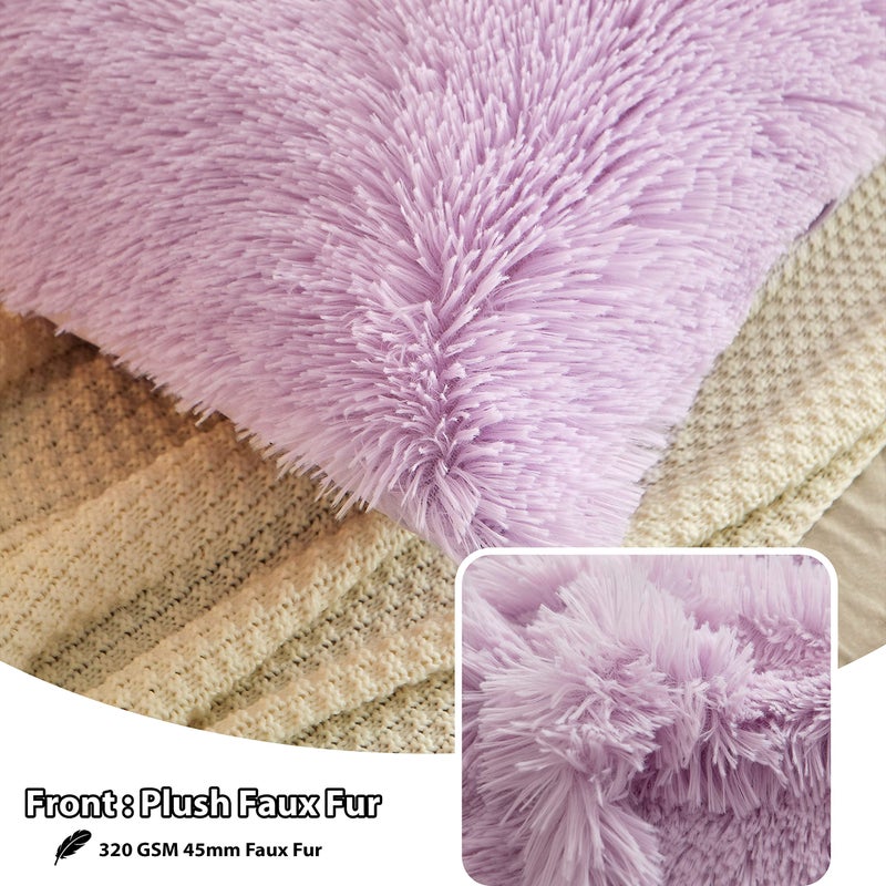 LIFEREVO 2 Pack Fluffy Faux Fur Pillow Shams 18 x 18 Inches Throw Pillow Covers Luxury Decorative Furry Pillowcases Cushion Cover for Christmas Zipper Closure No Pillow Insert Orchid - Image 3
