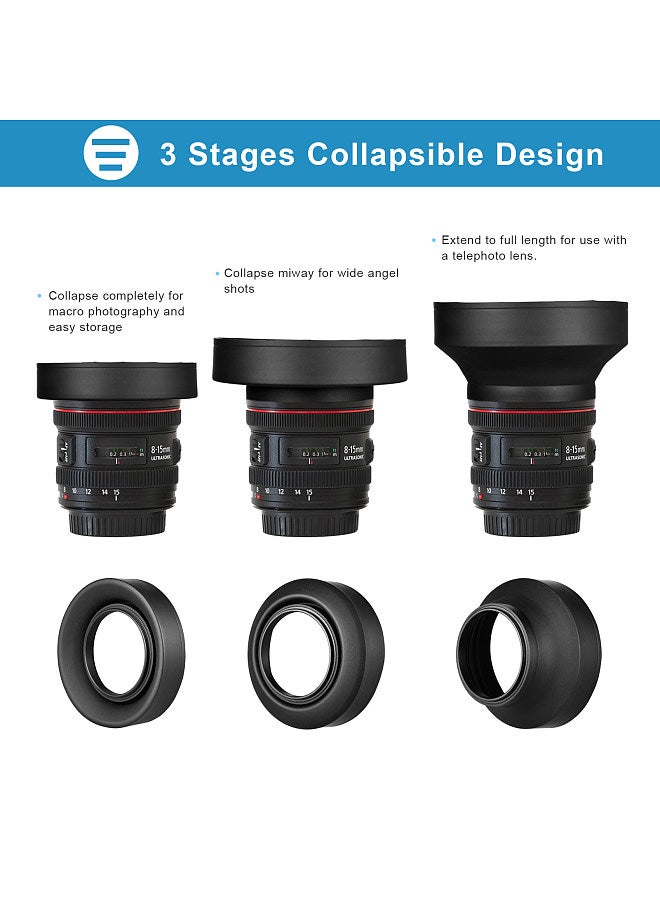 67mm Lens Hood Set with Tulip Flower Lens Hood + Collapsible Rubber Lens Hood + Lens Cleaning Cloth Replacement