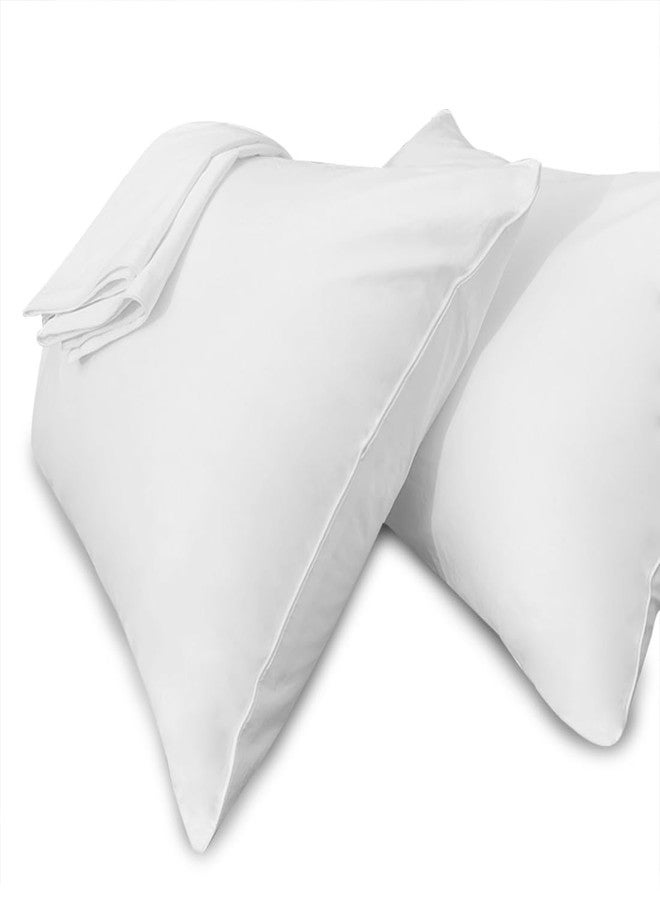 Precoco White Pillow Cases Queen Size Set of 4 | 100% Cotton Pillowcases with Zipper Hidden | Premium Cooling Decorative Pillow Covers with 600 Thread Count, Soft & Smooth, 20x30 inches - Image 1
