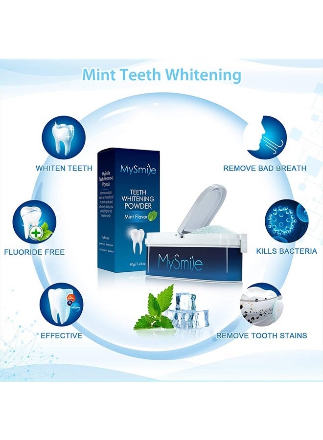MySmile Teeth Whitening Powder for Tooth Whitening, Toothpaste Natural Powder Teeth Whitener, Enamel Safe Whitening Tooth Cleaning Powder, Tooth Stain Remover and Polisher, Fresh Mint - Image 3