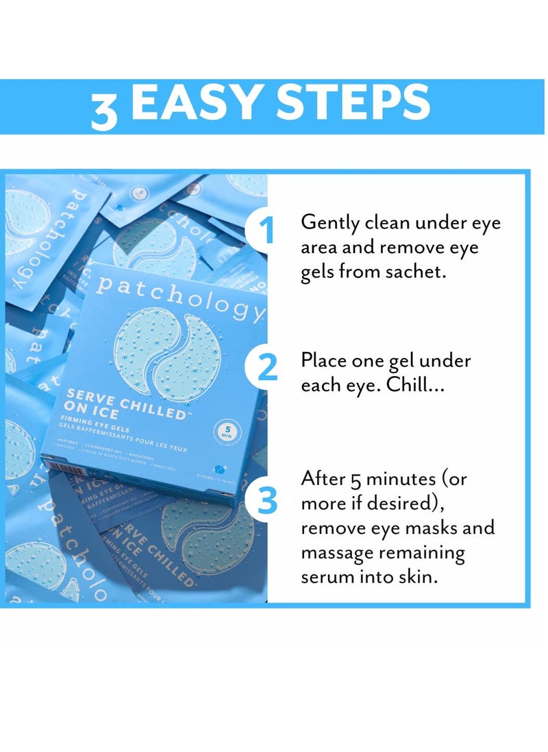 Patchology - Patchology Iced Cooling Under Eye Mask Patches with Peptides, Cloudberry Oil and Bakuchiol. Cool eye gels to firm skin and soothe, reduce fine lines and under eye bags 5 PairC - Image 1