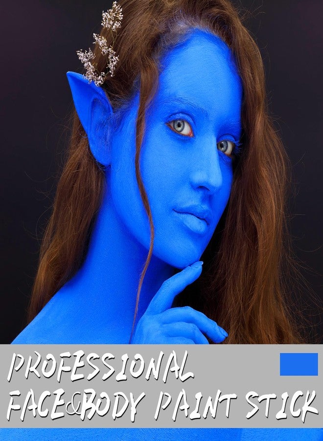 LOKFAR Blue Face Body Paint Stick, Eye Black Stick for Sports, Waterproof Full-Coverage Blue Face Makeup for Halloween Avatar Sally Smurf Mystique Cosplay Makeup - Image 2