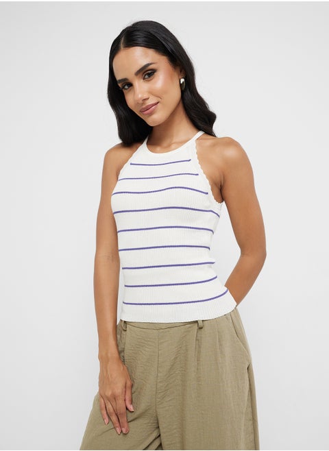 Onlgemma Sl Scallop Stripe O-Neck Knt