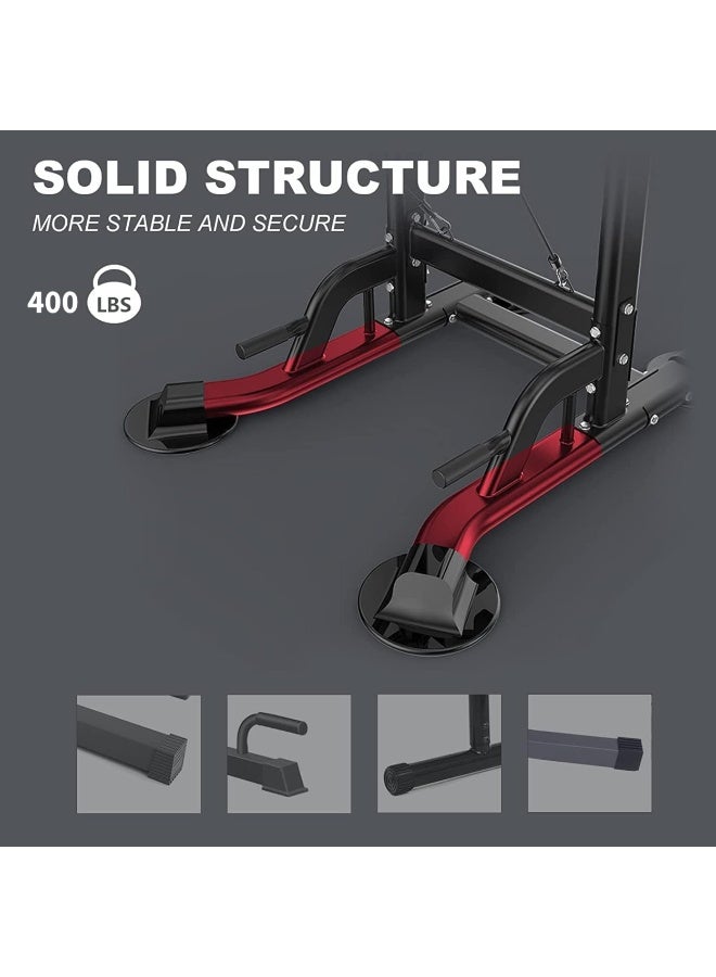 شو وو حامل قضيب السحب باور تاور بارتفاع قابل للتعديل، معدات تمرين متعددة الوظائف لتدريب القوة، وزن 400 رطل للرجال والنساء، صالة ألعاب رياضية منزلية - Image 3