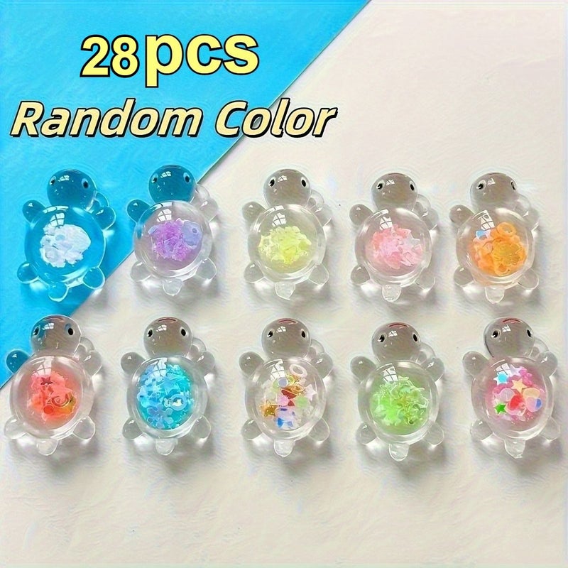 28pcs Mixed Colors Glow In The Dark Acrylic Turtle Charms For DIY Jewelry Making Keychains Necklaces Indoor Outdoor Decor Cute Pendants Holiday Crafts - Image 5