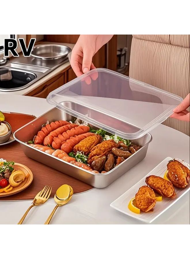 RV Refrigerator Storage Containers 3pcs Stackable Stainless Steel Organizers With Lids - Image 1