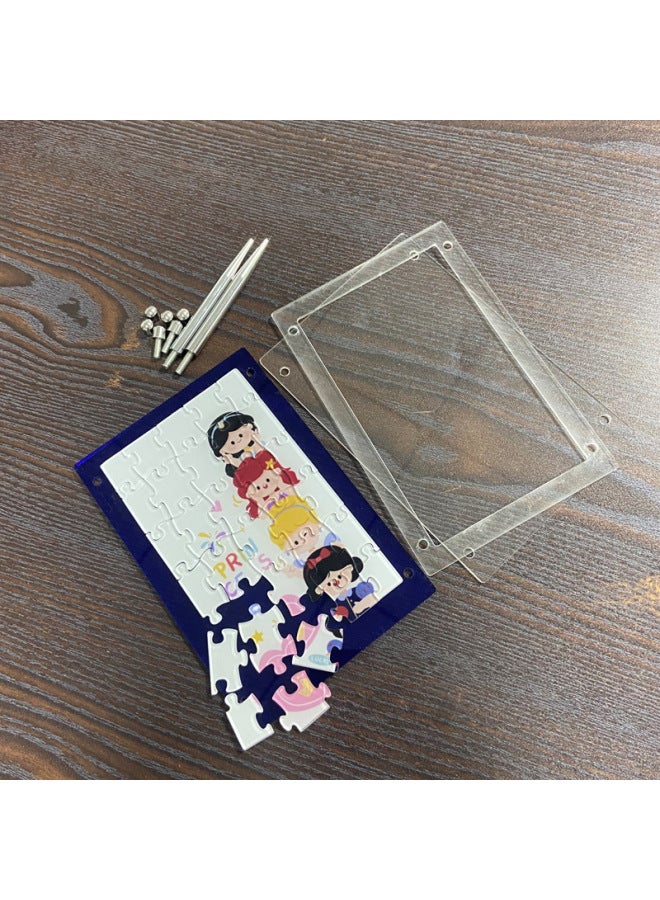 Color Acrylic Jigsaw Puzzle Photo DIY Star Peripheral Portrait Table Valentine's Day Gift To Figure-Color:10*15cm Blue Bottom - Image 2