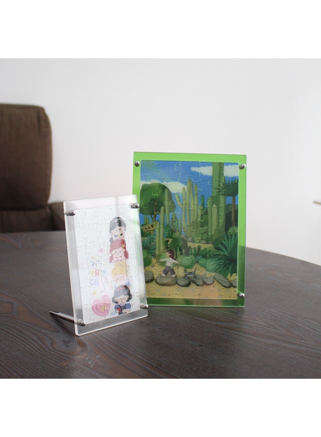 Color Acrylic Jigsaw Puzzle Photo DIY Star Peripheral Portrait Table Valentine's Day Gift To Figure-Color:10*15cm Blue Bottom - Image 4