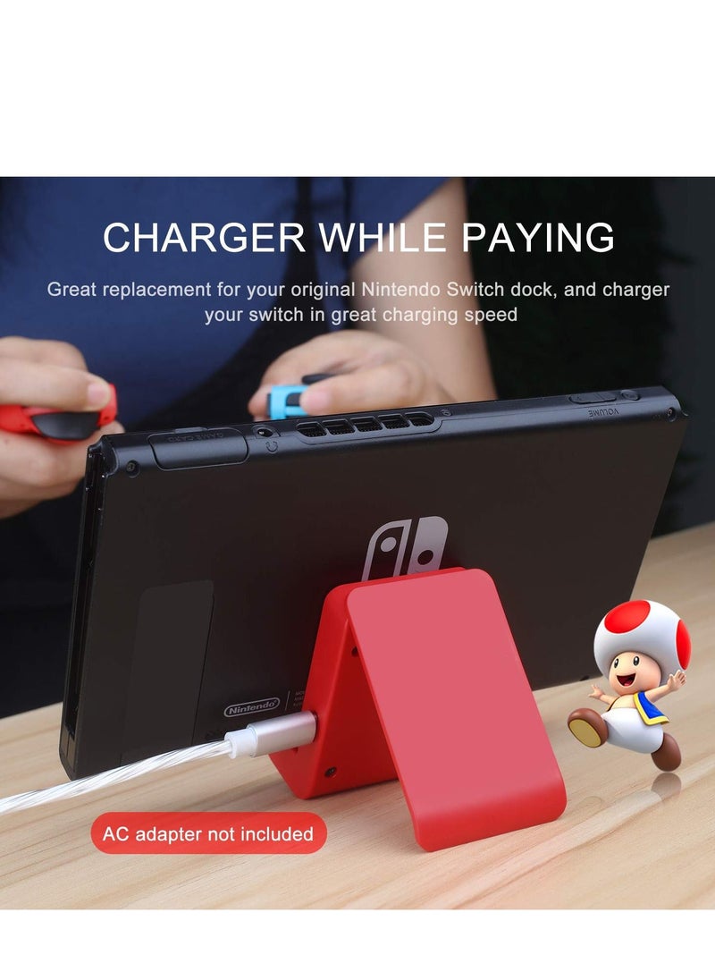 Switch Stand for Nintendo, Charging Dock for Nintendo Switch and Nintendo Switch Lite/OLED, Portable Switch Adjustable Charging Stand for Nintendo with USB Type C Charger Port