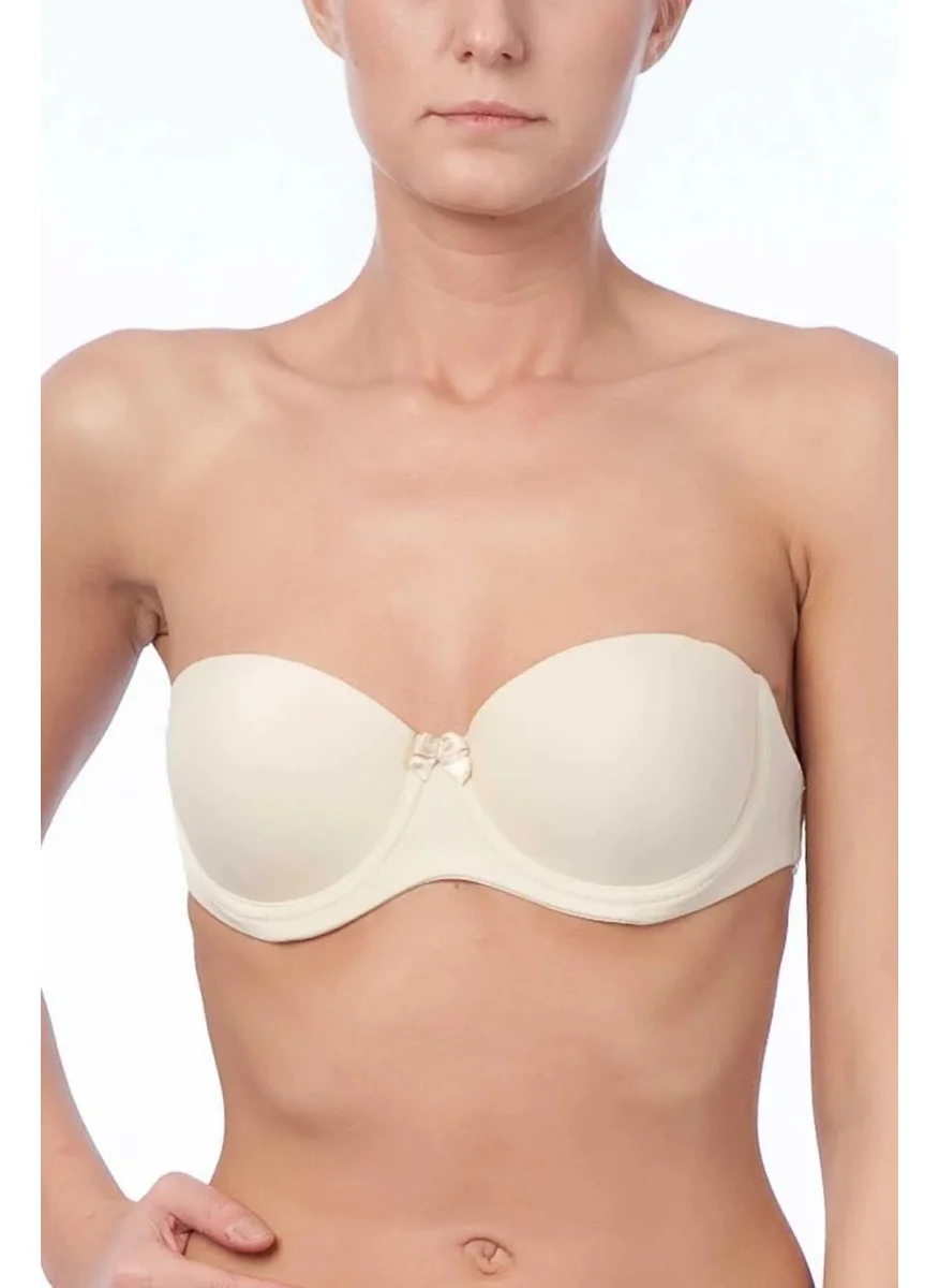 نورتيكس 1502 Women's Underwire Non-Padded Cupped Strapless Bra - Ecru