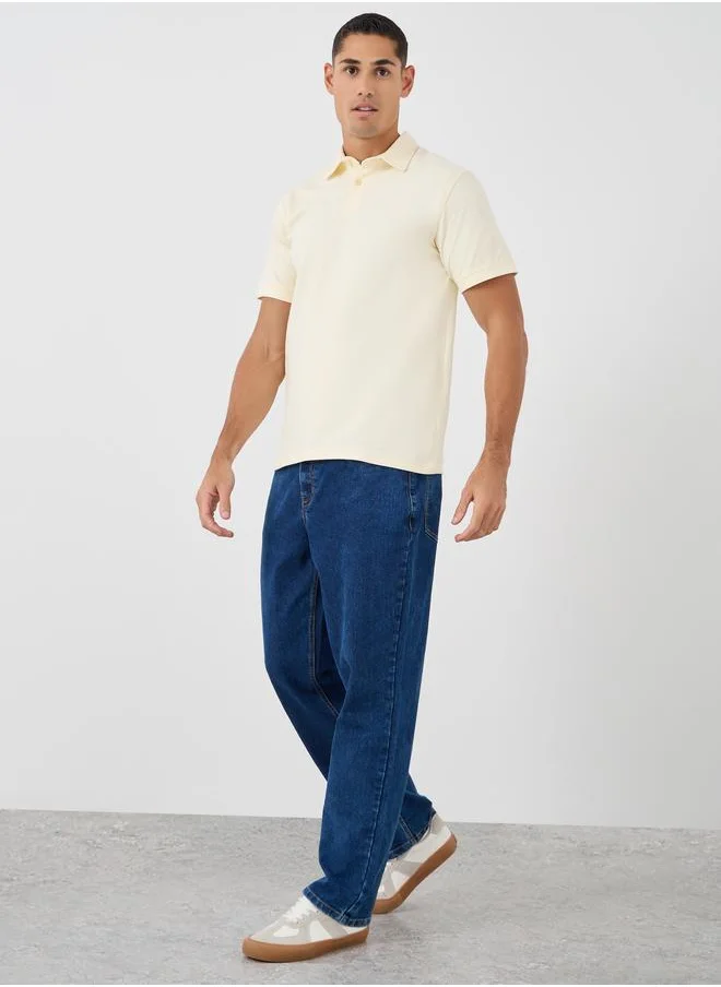 ستايلي Styli Solid Smart Stretch Cotton Polo T-Shirt