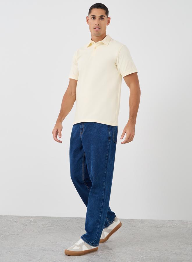 Styli Solid Smart Stretch Cotton Polo T-Shirt - Image 2
