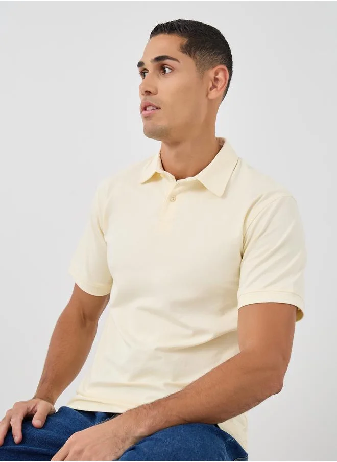 ستايلي Styli Solid Smart Stretch Cotton Polo T-Shirt