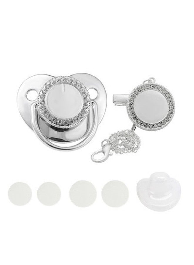 Popular Baby Pacifier With Diamond Chain Play Mouth Silicone Sleeping-shaped Thermal Transfer Blank Nipple
