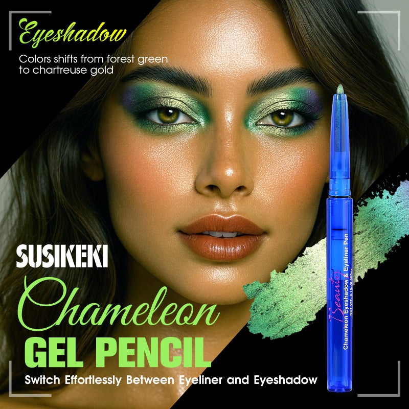 SUSIKEKI Chameleon Metallic Eyeshadow & Eyeliner Gel Pencil â€“ Multichrome Shifting Colors Glitter Eye Makeup, Waterproof Long-Lasting Smudge-Proof Duochrome Pencil (Forest Green to Chartreuse Gold) - Image 3