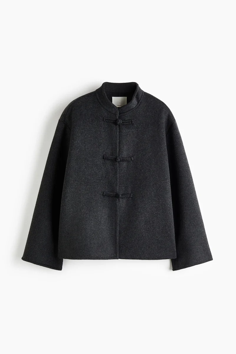 Wool-blend tie-detail jacket