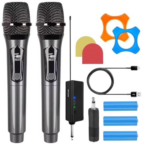 MOCKING BIRD UHF Wireless Microphone System, Dual Handheld Mics with Rechargeable Receiver, 165ft Range, Plug & Play Mic for Karaoke, Parties, Events, DJ, Speech, Singing - Image 1