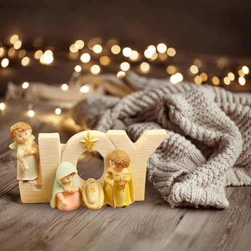 Spillbox Christmas Nativity Set|Joyful Holiday Décor|Holy Family|Nativity Scene Figurine|Manger Scene Christmas Indoor Decoration |Desktop Décor|Christmas Statue Ornaments for Home (10cm Joy) - Image 1