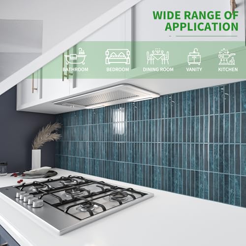 LONGKING 10-Sheet Blue Peel and Stick Backsplash for Kitchen Wall, Kitchen Backsplash Tiles, Wall Tiles, 11.4" x 9" - Image 2