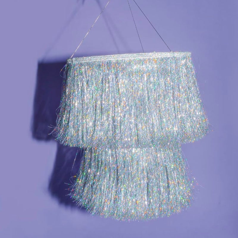 xo, Fetti xo Fetti Fringe Tinsel Chandelier Iridescent Silver Foil 16 Bachelorette Party Decorations Birthday Photo Booth Supplies New Years Eve Decor HBD - Image 2