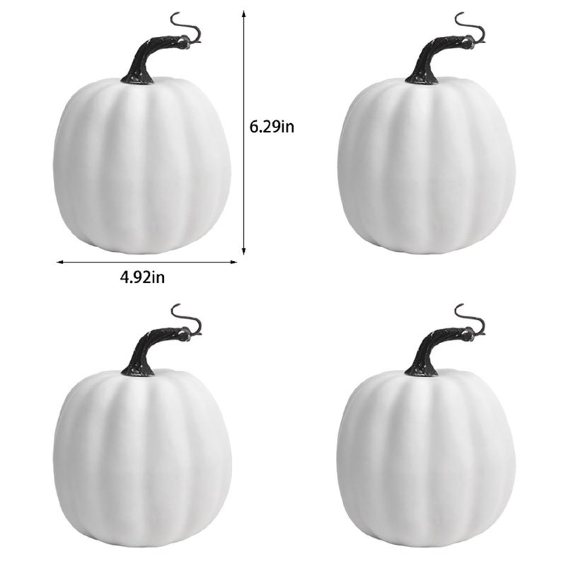 WESAPPINC Artificial Pumpkins 14PCS White Fake Pumpkins Assorted Pumpkins Large Faux Harvest Pumpkins for Autumn Thanksgiving Halloween Seasonal Holiday Decor Decoration (4pcs White Pumpkins) - Image 3