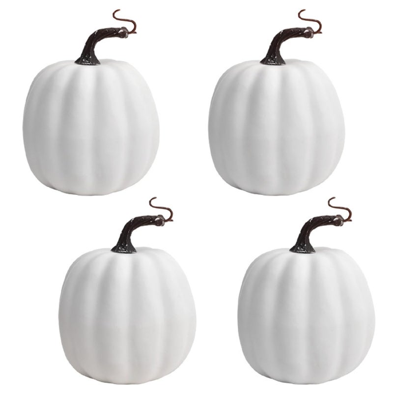 WESAPPINC Artificial Pumpkins 14PCS White Fake Pumpkins Assorted Pumpkins Large Faux Harvest Pumpkins for Autumn Thanksgiving Halloween Seasonal Holiday Decor Decoration (4pcs White Pumpkins) - Image 1