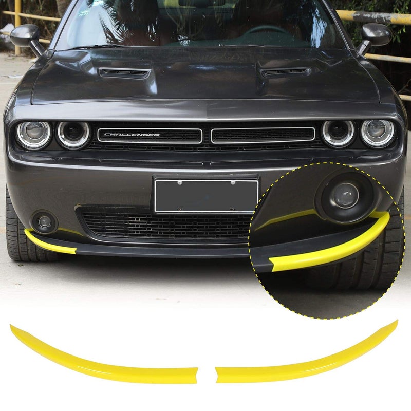 مجموعة تزيين غطاء المجارف الأمامية من JeCar مع ديفلكتور سبويلر شفة الصدام ملصقات خارجية لسيارة دودج تشالنجر SXT 2015-2025 باللون الأصفر