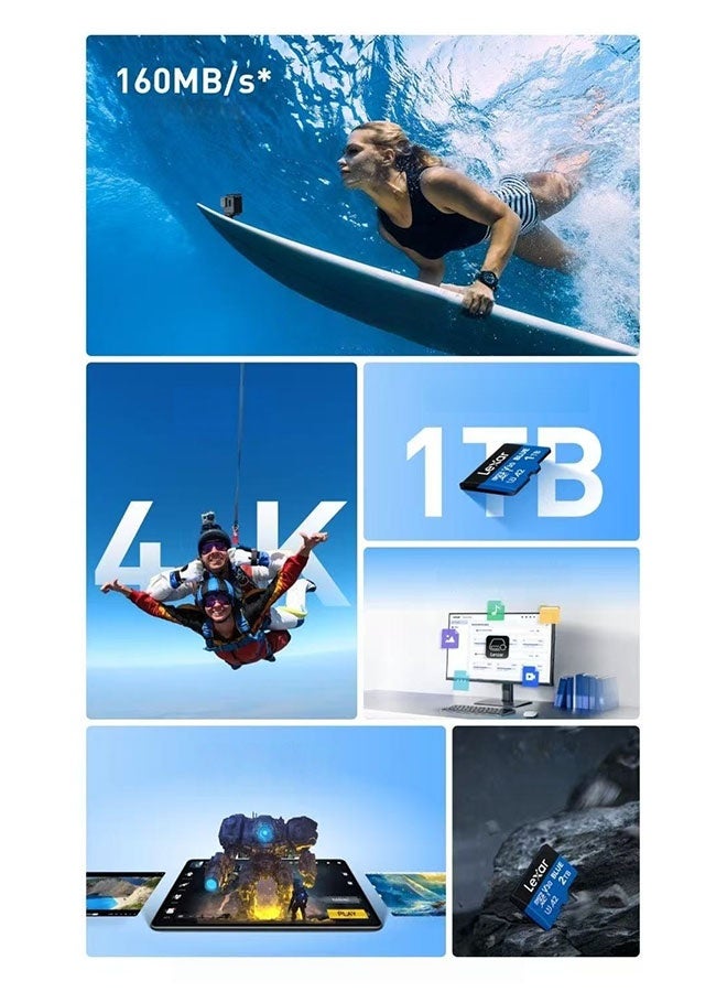 بطاقة ذاكرة Lexar Blue سعة 1 تيرابايت لكاميرات السيارات عالية الدقة 4K وكاميرات DJI و الأجهزة المنزلية - Image 4