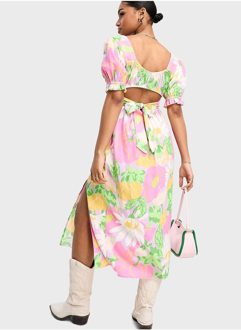 Miss Selfridge - Floral Printed Side Slit Dress - Image 1