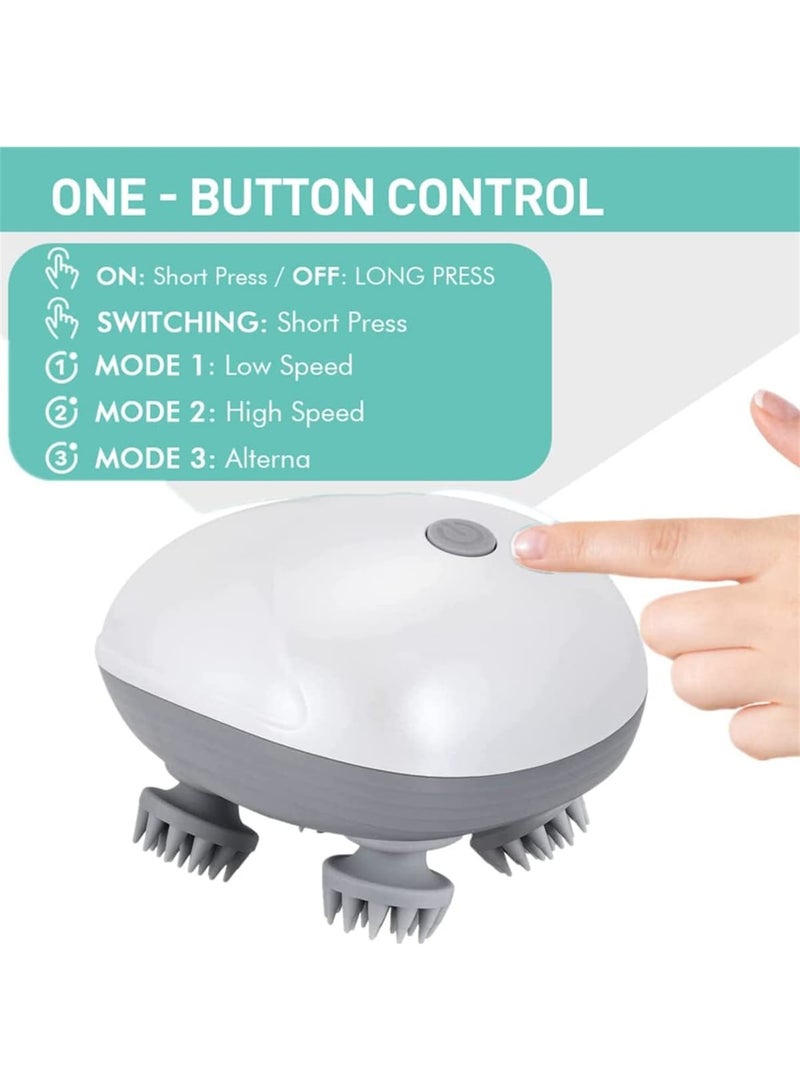 SOLARAE Electric Scalp Massager, Waterproof Portable Head Massager for Hair Growth, Full Body Massage, Versatile Pet Massager, Handheld Hair Massager with 4 Massage Heads, Detachable and Washable - Image 4