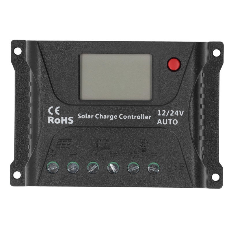 Solar Charge Controller 10A 3-Level PWM Charging - Auto 12V 24V Recognition with LCD Display for Battery Protection - Image 1