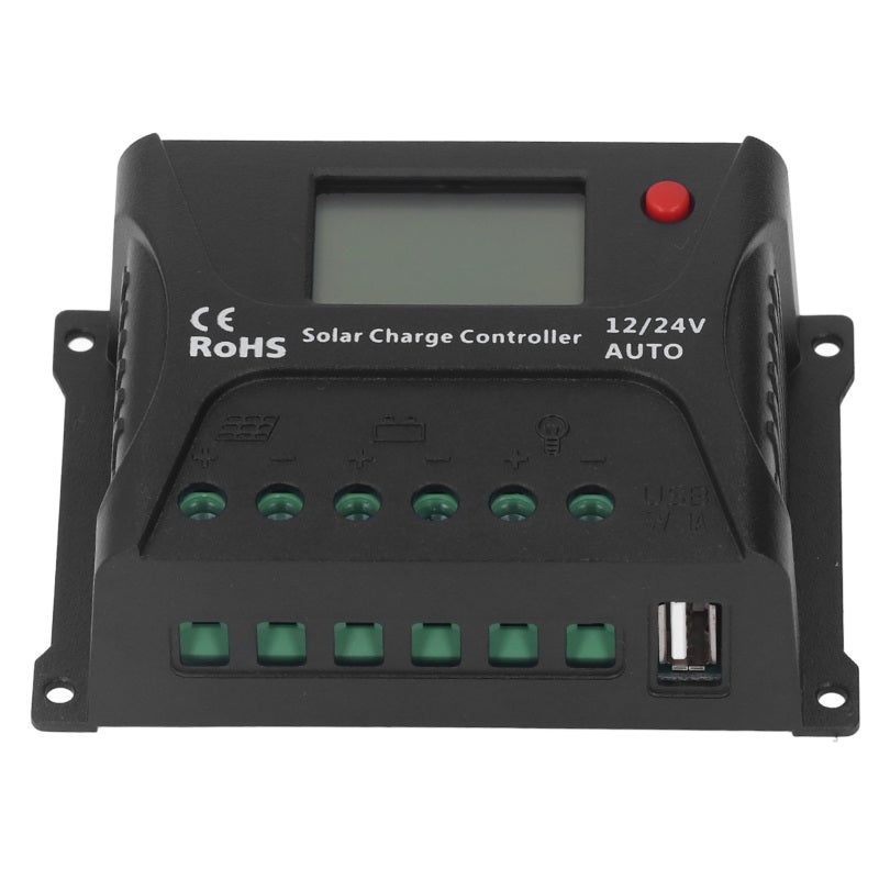 Solar Charge Controller 10A 3-Level PWM Charging - Auto 12V 24V Recognition with LCD Display for Battery Protection - Image 3