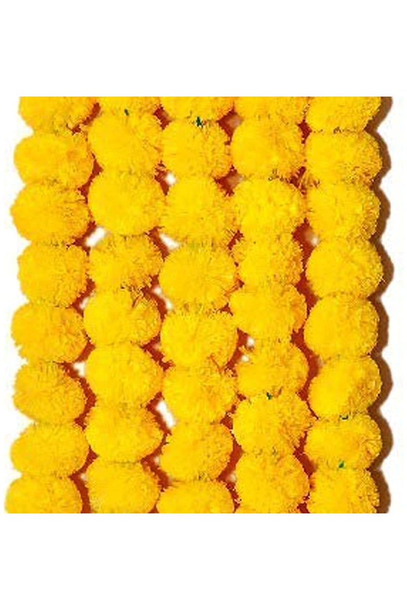 Shreeji Artificial Marigold Garland – Pack of 5, 5.1 ft Each | 34 Flowers per String | 3-Inch Blooms – Largest & Longest in Market | Indian Festival & Wedding Decor - Image 1
