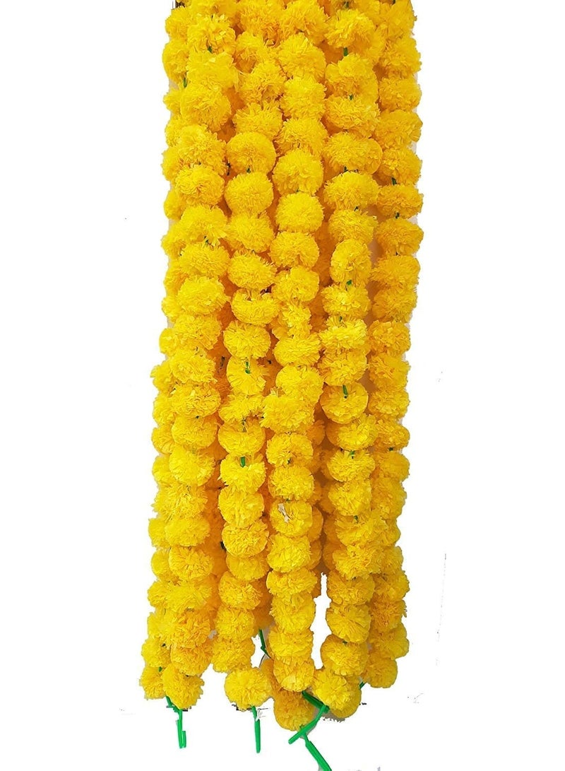 Shreeji Artificial Marigold Garland – Pack of 5, 5.1 ft Each | 34 Flowers per String | 3-Inch Blooms – Largest & Longest in Market | Indian Festival & Wedding Decor - Image 4