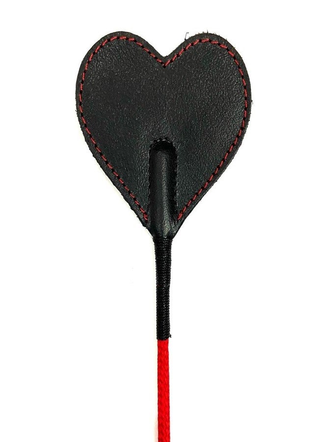 Pets Triangle 24 Inches Genuine Leather Stick Whip in Heart Shape (Red Stitching) - Image 3
