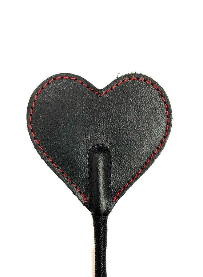 Pets Triangle 24 Inches Genuine Leather Stick Whip in Heart Shape (Red Stitching) - Image 4