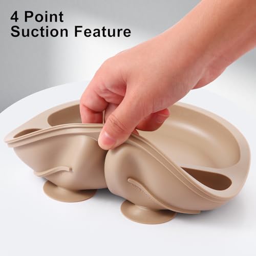 Eascrozn Silicone Baby Feeding Set, 2 Pack Divided Baby Plates with Suction, 2 Pack Spoons and Forks Set, BPA Free, Baby Led Weaning Supplies for Toddler Utensils Baby Feeding Essentials - Image 5