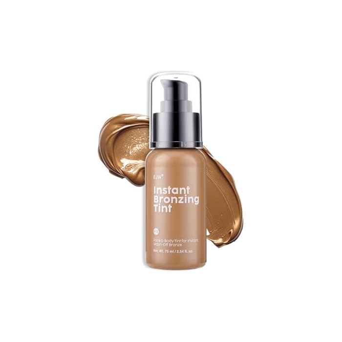 EJW Instant Face & Body Bronzer Makeup, Waterproof Sunless Tanning Lotion, Bronze Glow Foundation for Men & Women, Body Blur for Competitions, Parties & Beach Days, Matte Bronze