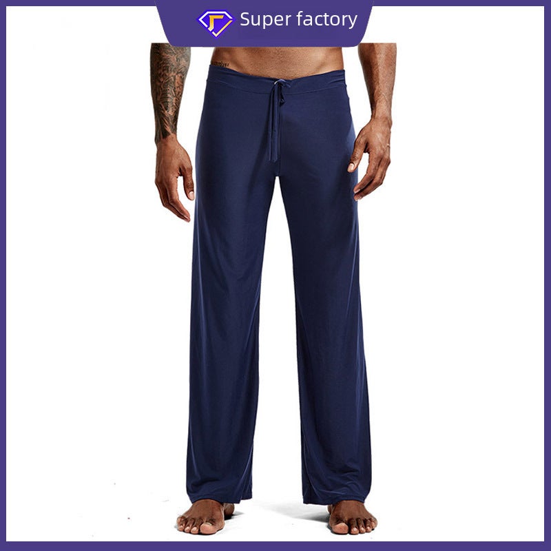 Mens Solid Color Lounge Pants Breathable Large-Size Grey - Image 3