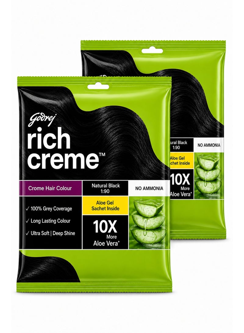 Godrej Expert Rich Crème Hair Colour Natural Black Pack of 2 Hair Dye with Crème Formula for Grey Coverage, Soft Smooth Hair & Long Lasting Colour - Image 1