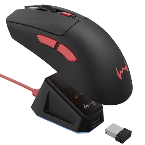 daWg Slay 50, 12000 DPI Wireless Gaming Mouse, PixArt 3311, 80Hrs* Backup, 1000Hz, 65gm Lightweight, 300IPS, 35G Acceleration, 6 Buttons, 20M Switch, RGB Charging Dock, Tri-Model (Black) - Image 1