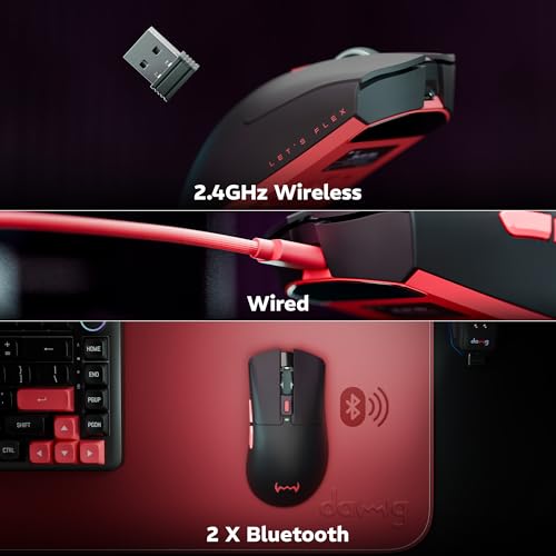 daWg Slay 50, 12000 DPI Wireless Gaming Mouse, PixArt 3311, 80Hrs* Backup, 1000Hz, 65gm Lightweight, 300IPS, 35G Acceleration, 6 Buttons, 20M Switch, RGB Charging Dock, Tri-Model (Black) - Image 3