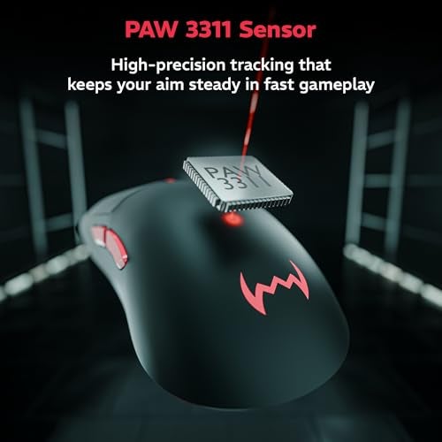 daWg Slay 50, 12000 DPI Wireless Gaming Mouse, PixArt 3311, 80Hrs* Backup, 1000Hz, 65gm Lightweight, 300IPS, 35G Acceleration, 6 Buttons, 20M Switch, RGB Charging Dock, Tri-Model (Black) - Image 4