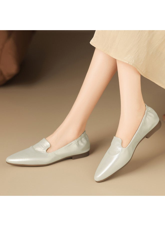 St&Sat Soft Sheepskin】saturday Women's Flats, Deep Vamping Loafers, Low Heel, Elegant Casual Leather Shoes For Women - Image 5
