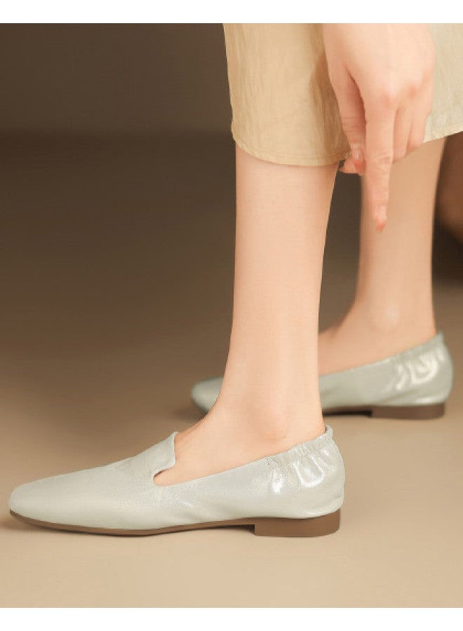 St&Sat Soft Sheepskin】saturday Women's Flats, Deep Vamping Loafers, Low Heel, Elegant Casual Leather Shoes For Women - Image 1