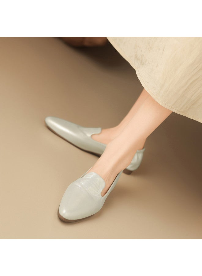 St&Sat Soft Sheepskin】saturday Women's Flats, Deep Vamping Loafers, Low Heel, Elegant Casual Leather Shoes For Women - Image 3
