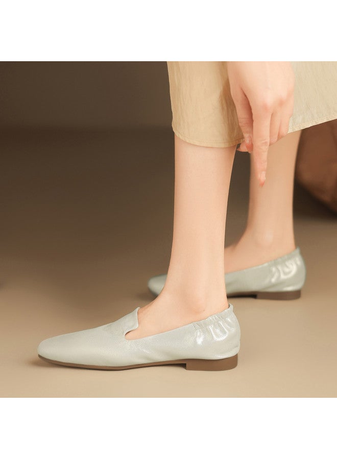 St&Sat Soft Sheepskin】saturday Women's Flats, Deep Vamping Loafers, Low Heel, Elegant Casual Leather Shoes For Women - Image 4